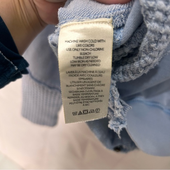 We The Free People Hazel Cardi Jacket Womens Large Sea Blue Waffle Knit Zip Up - Picture 7 of 9